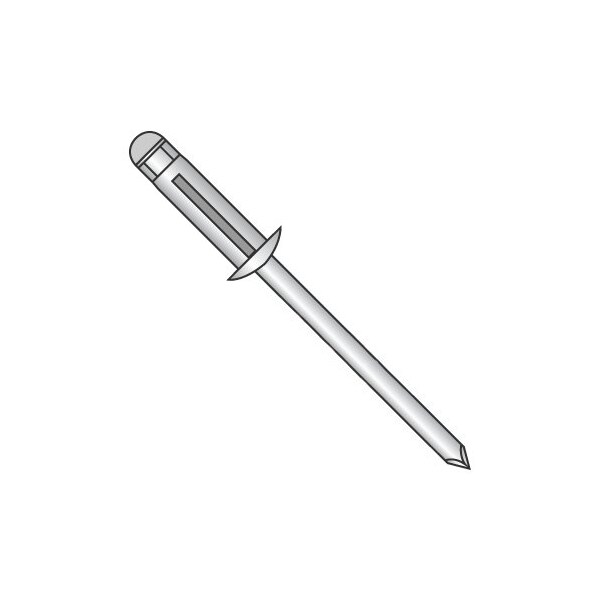 Newport Fasteners Blind Rivet, Dome Head, 3/16 in Dia., 0.963 in L, Aluminum Body, 1200 PK 179526 - main